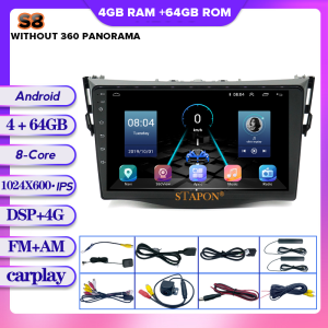 STAPON 9inch FOR Toyota RAV4 2007-2011 Android10.1 1 2 4 8GB RAM carplay android auto OCTA CORE DSP 4G LTE 360 panoramic dashcam car HEAD UNIT stereo plug play WiFi Bluetooth GPS FM AM rear view