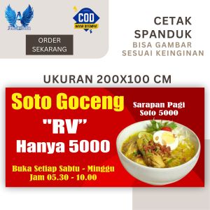 Cetak Spanduk Cetak Banner SOTO GOCENG RV Ukuran 200X100 Costom Desain