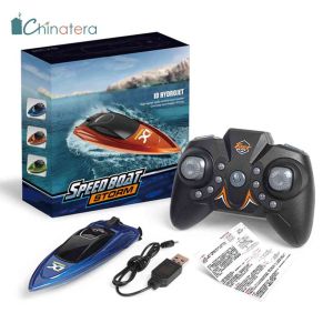 Chinatera Mini RC Boat 2.4GHz High Speed Remote Control Ship LED Light Water Model Waterproof Electric Ship Remote Control Toys for Kids Boy Girl Gifts