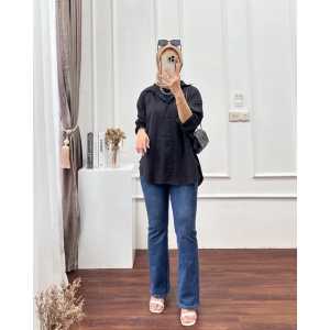 Kemeja Wanita Oval Formal Basic Wanita Crinkle Premium LengganPanjang