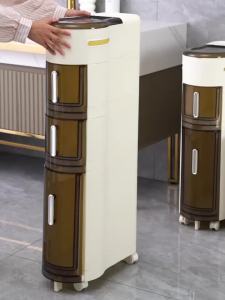 Narrow Storage Cabinet Toilet Organizer Toilet Floor Trolley Waterproof Bathroom Gap Storage Cabinet Light Luxury Toilet Slim Cabinet Gap Bathroom Cabinet Storage Rack Trolley