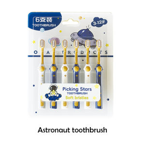 Themed Design for Ages 3-12 Childrens Toothbrush Set - 6 Pack Soft Bristles 2025New Ergonomic Space