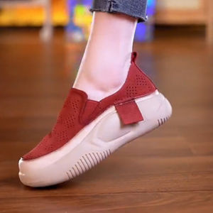 Summer soft round toe thick-soled loafers womens casual white shoes