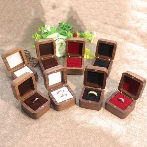 GENENIC 1/2 Slots Spade Wood Rings Holder Square Luxury Jewelry Organizer Multi-function Storage Rings Display Case Couple