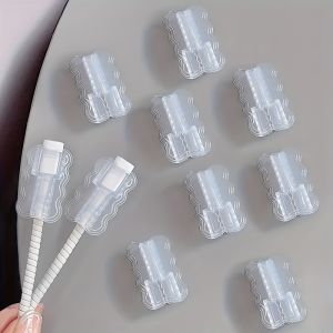 5Pcs Transparent Winder Protector Compatible with IPhone IPad USB Cable Protection Organizer Data Cable Wrap Clip Protective Sleeve Case