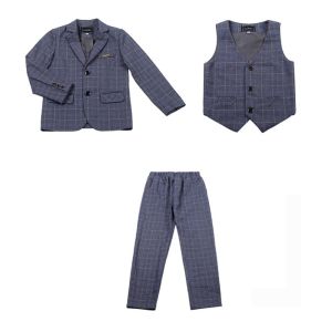 3PCS Suit Set For Boy Plaid 2026 Stylish Personality Children Balzer Piano Runway Courtly Kid Blazer