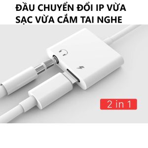 Cổng Cáp Chuyển Đổi Tai Nghe 3.5mm Có Bluetooth Jack Chuyển Đổi Tai nghe IP Tròn - Dẹp (HỘP)- BH 1năm - Happy Shop.