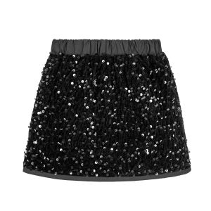 Rolanko Sparkly Sequin Skirt for Girls Toddler & Kids Little Girls Elastic Waistband Skirts 4-11Years