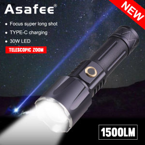 Asafee 850B Zoom White Light 30W LED Super Bright Outdoor Flashlight Retractable Zoom camping portable 5 Gears Switch IPX4 Waterproof