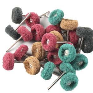 KAKA 10pcs Buffing Drill Abrasive Brush Rust Remover Nylon Fiber Grinding Head Mini 2.35mm Shank Polishing Wheel Rotary Tool