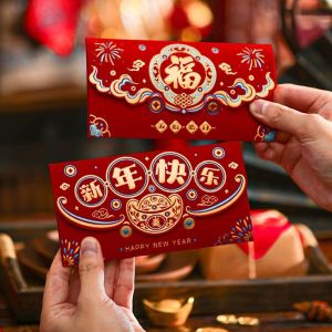 okdeals01 cny red packet 2026 马年红包 过大礼红包封 2pcs Traditional Chinese New Year Red Envelopes Blessing Flocking Lucky Money Bag Creative 2026 Good Lucky Red Packets Spring Festival Supplies