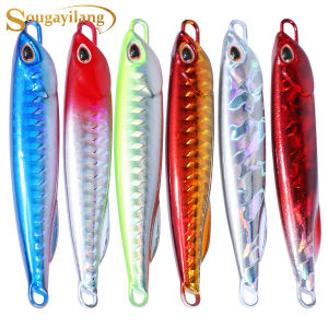 Sougayilang 10g 15g 20g 30g 40g 6 Pieces Set Fishing Metal Lures Fishing Jig Lures Baits Double Hook Holes for River Pond Fishing