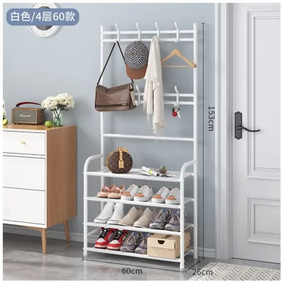 Coat Rack Shoe Rack With 6 hooks Multifunctional Hallway Organizer Storage shelf