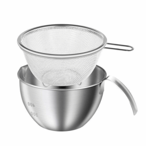 ELFINL 2Pcs/set Lưới mịn Rổ lọc bằng thép không gỉ Chống gỉ Dung lượng lớn Bát trộn chắc chắn Bền bỉ Cốc đo lường Dụng cụ nhà bếp