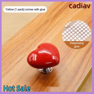 cadiav Hot 1 2Pcs Colorful Heart Shaped Toilet Press Button Water Tank Push Switch Nail Art Assistant Cabinet Door Drawer Handle