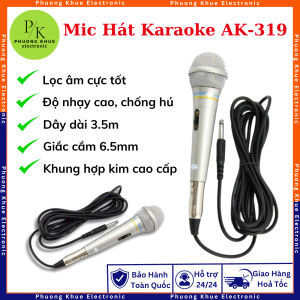 Mic hát Karaoke gia đình Xingma Ak-319 âm thanh trong trẻo sống động có màng lọc tạp âm dây dài 3m cổng mic 6.5