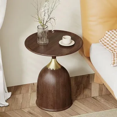 AUREO High-end Light Luxury Walnut Wood Grain Color Small Coffee Table Bedside Table Side Table Corner Table Household Bedroom Living Room Com