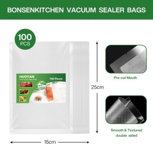 Onetwone 100 Pieces/lot 28X35cm Vacuum Food Preservation Bag Vacuum Sealer Bags Transparent Food Packaging Bag Vacuum Seal Freezer Bags Compatible with All Vacuum Machines PreCut Bags