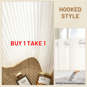 BUY 1 TAKE 1 White Lace Aesthetic Curtain For Living Room With Ring Sheer Elegant Curtain For Bedroom