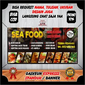 Spanduk Seafood Banner Jualan Makanan Seafood - Banner Benner Seafood