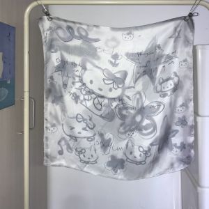 NEB11 Hip Hop Kitty Cat Hair Scarf Y2K Soft Wrap Graffiti Kitty Hair Band Headwear Headband KT Cat Tube Top Girls