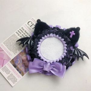 GOXBERK Bow ic Anime Badge Holder Star Lace Cat Ears Badge Flower Cute Plush Pins Display Base Badge Display