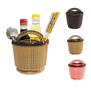 Rổ đựng đồ tròn hoa có quai đa năng kích thước 14 cm x 14 cm x 14 cm