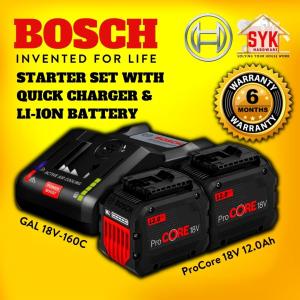 SYK BOSCH ProCORE18V 12.0Ah+Gal18v - 160C Starter Set with Quick Charger and Li - Ion Battery Charger Battery - 1600A016GZ
