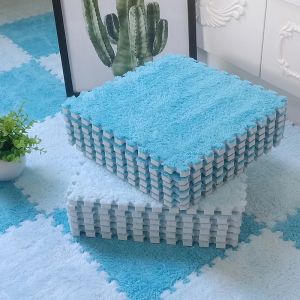 Lightingeverthing 30*30cm Plush EVA Soft Splicing Carpet Children Puzzle Foam Crawling Mat Bedroom Cheap Floor Mat Decoration