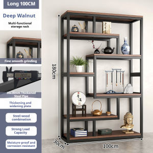 LULU New Chinese Style Antique Shelf Tea Room Storage Rack Tea Display Cabinet Not Solid Wood Full Wall Living Room Modern Minimalist Display Stand Large Capacity Display Rack For Home Tea Room Living Room Decoration And Storage