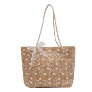 Belfoyer 【การขนส่งภายในประเทศ】กระเป๋าสะพายหลังฟางขนาดใหญ่กระเป๋าแฟชั่นลาย Tote ทอกระเป๋าชายหาดริมทะเล