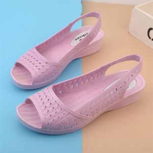 Free Shipping New Summer Collection: WomenS Fish-Mouth Plastic Sandals Waterproof With A Wedge Heel Soft-Soled White Suitable For Nurses And Beach Wear