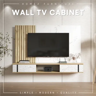 KitchenZ 6FT Wall TV Cabinet with 2 Sliding Door Display Storage Kabinet TV Dinding - SA1506+SA1507