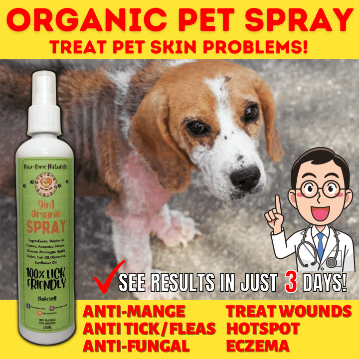 100% ORGANIC PET SPRAY HEALS DRYS AND ITCHY AND ITCHY SKIN FOR MANGE ...