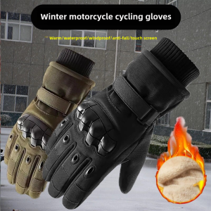 YZLong Motorcycle gloves winter mens and womens locomotive riding outdoor sports piled thickened warm and cold-proof tactical gloves