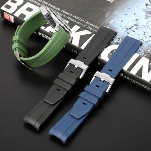 20mm Curved End FKM Fluorine Rubber Watch Band Accessories Sport Waterproof Black Diving Bracelet Wrist Strap2026