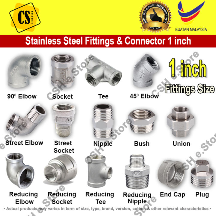 Stainless Steel 1 inch Elbow Socket Tee 45 Elbow Nipple Bush Reducer ...