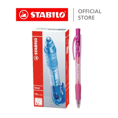 STABILO 308 Retractable Ballpoint Pen with Rubber Grip - Box of 10 / Value Set of 6