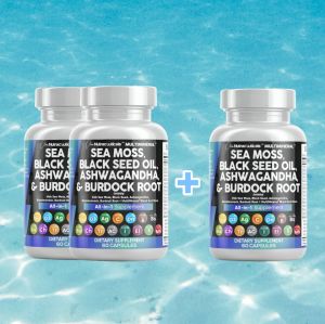 Sea Moss Black Seed Oil Ashwagandha & Burdock Root：Daily Health Supplement Detoxification & Immune