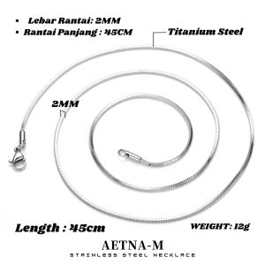 Square Snake Bone Chain Titanium Steel Silver Necklace Men Women Kalung Tidak Karat Rantai Leher Lelaki Wanita 方形蛇骨钛钢项链