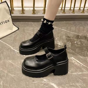 NIKIDAES Classic Fashion Lolita /JK Black Thick bottom SHoes Casual Students Wild Style Mary Janes Shoes For Women ( ADD 1 SIZE )#WX454
