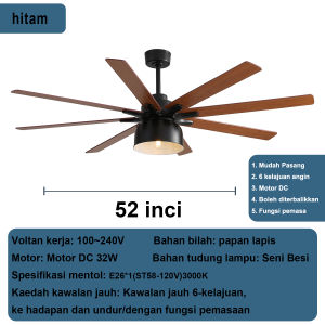 52-inch ceiling fan 6-speed DC motor with forward and reverse variable frequency high wind speed villa ceiling fan light exhibition hall and conference room electric fan gym and dance studio fan light