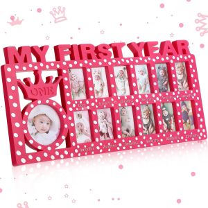 Unittype Newborn Baby Picture Frame My First Year Frame Baby Photo Frame 12 Month Baby Keepsake Frames Monthly Milestone Desktop Picture Frame for Photo Memories Baby 1st Birthday Nursery Decoration