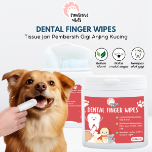 Pawsitive Vibes Tissue Jari Pembersih Gigi Anjing Kucing Isi 55pcs - Pet Dental Wipes Dental Care Finger Wipes - Sikat Gigi Pembersih Gigi Kucing Anjing - Sikat Gigi Pembersih Gigi Kucing Anjing Dental Wipes  - Tisu Jari Penghilang Bau Mulut Kucing Anjing