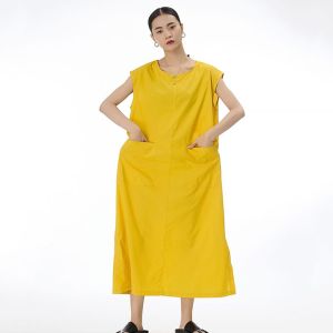 XITAO Sleeveless Long Style Women Dress Solid Color Simplicity  Temperament O-neck Collar Women Summer  Dress HQQ0629