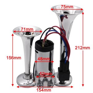 Dualทรัมเป็ต แตรลมรถบรรทุก 30W 600DB แตรลมดังมากฐานแบนแตรลมรถแตรลมสังกะสีชุบโครเมียมDualทรัมเป็ตสำหรับรถบรรทุกRVรถไฟรถบรรทุกเรือLoud Camper รถไฟ