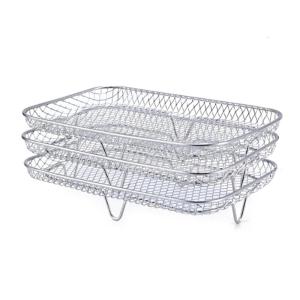 Stainless Steel Air Fryers Accessory Set 3 Tiers Stackable Dehydrator Racks 304Stainless Steel Texture for Grilling Use