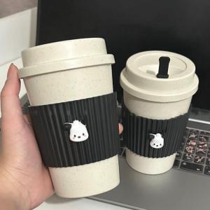400ml Wheat Straw Coffee Cups With Lids Reusable Drinking Cup Water Cup Leakproof Safe Coffee Tea Mug Eco-Friendly Espresso Cup