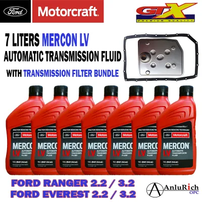 7 LITERS FORD MOTORCRAFT MERCON LV WITH TRANSMISSION FILTER BL3Z-7A098-B GTX BUNDLE FOR FORD RANGER / EVEREST