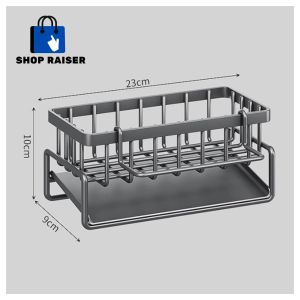 SHOP RAISER 1pcs Sponge Drainer Rack Stainless Kitchen Organizer Bathroom Sink Rack Soap Holder Organizer Rack